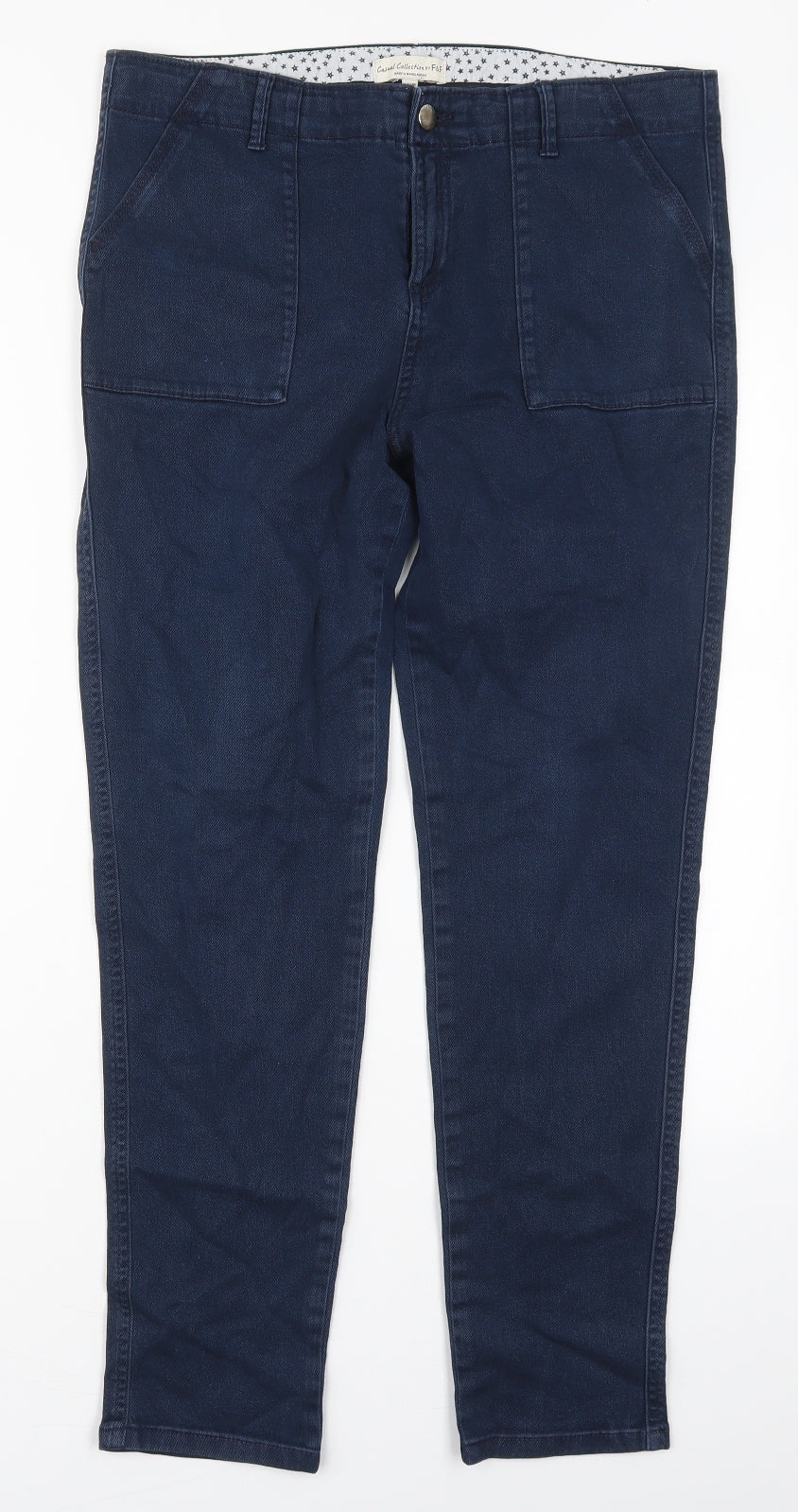 F&F Womens Blue  Cotton Skinny Jeans Size 14 L27 in Regular Button