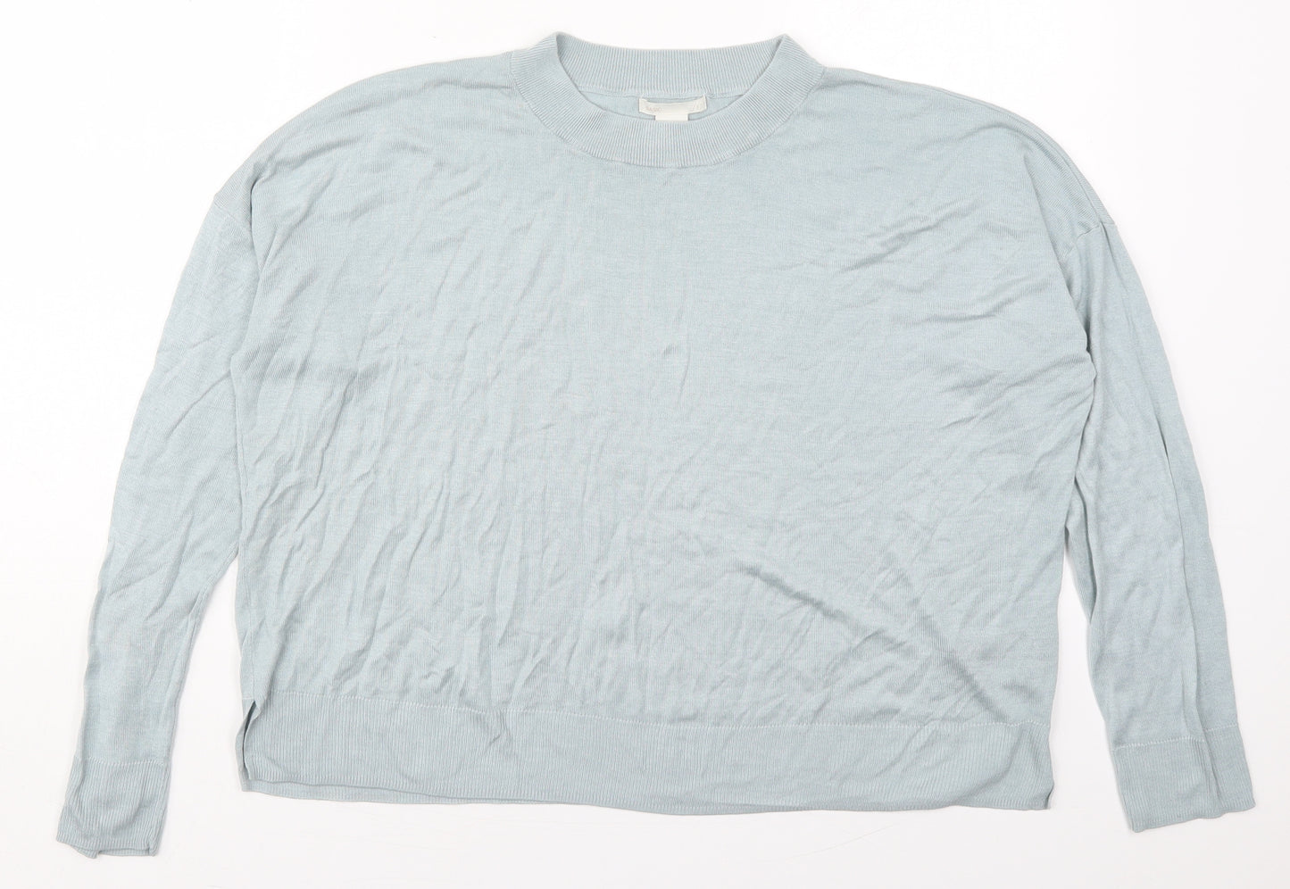 H&M Womens Blue Crew Neck  Viscose Pullover Jumper Size L