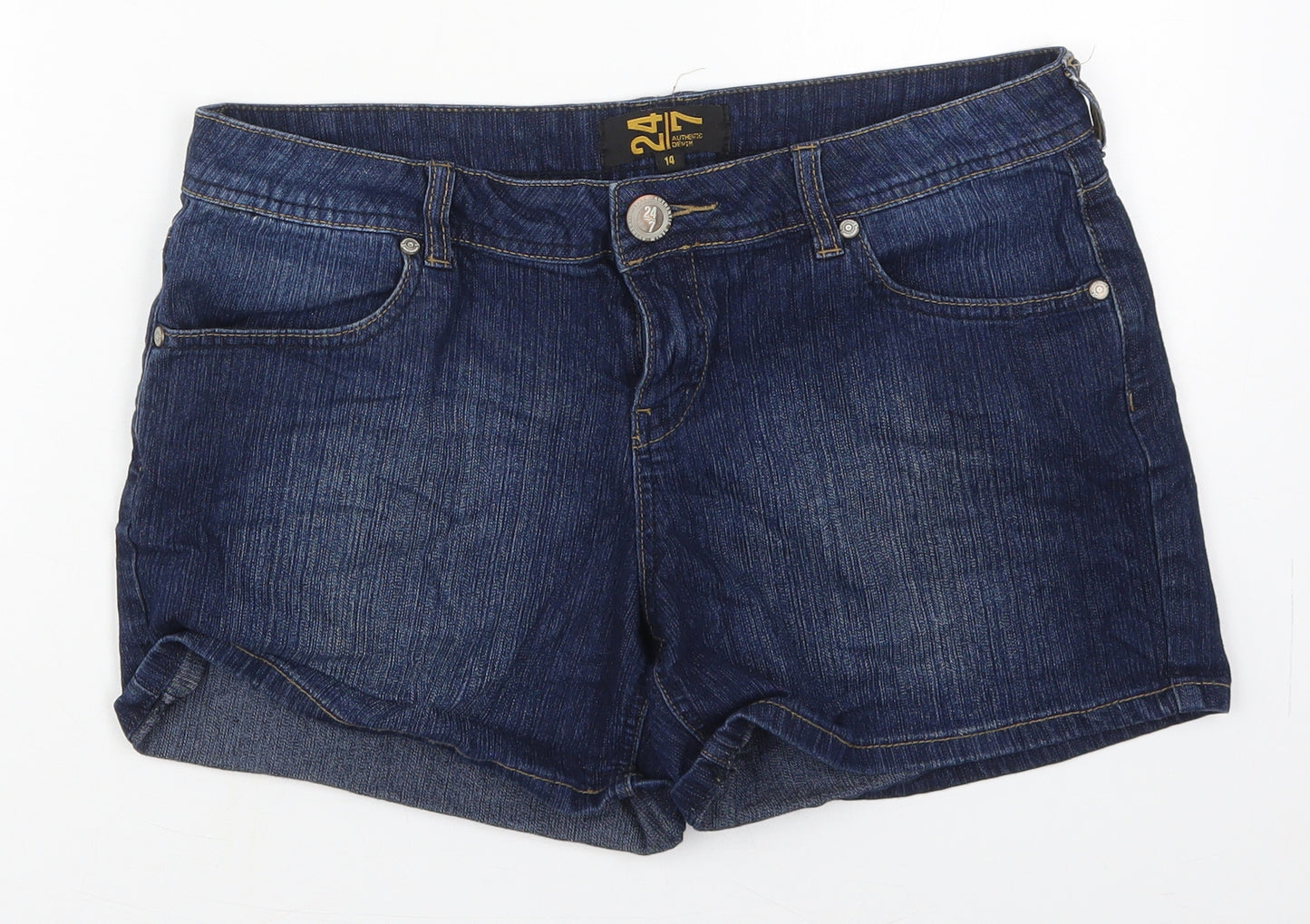 Denim 24/7 Womens Blue  Cotton Hot Pants Shorts Size 14 L3 in Regular Button