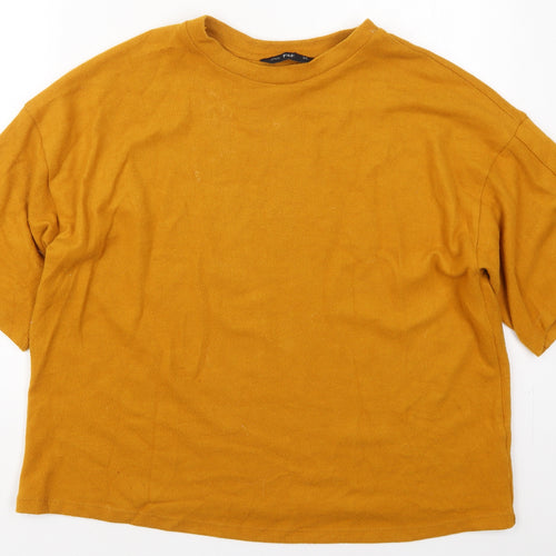 F&F Womens Orange  Polyester Basic T-Shirt Size 14 Crew Neck