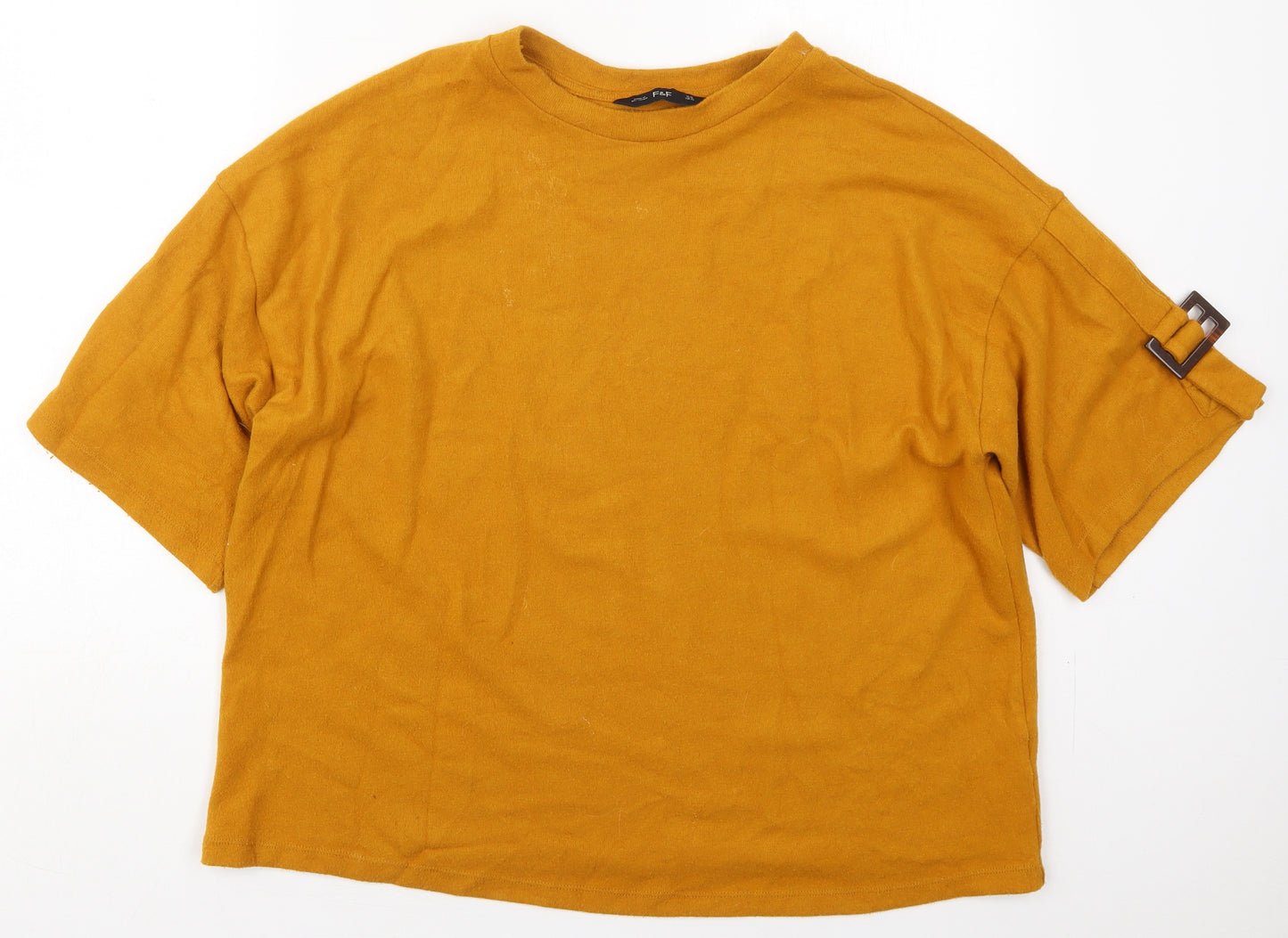F&F Womens Orange  Polyester Basic T-Shirt Size 14 Crew Neck