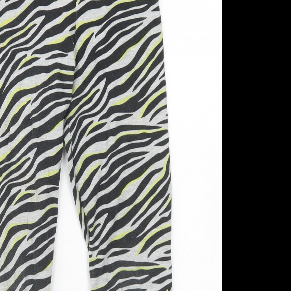 Marks and Spencer Girls Grey Animal Print Cotton Jogger Trousers Size 8-9 Years  Regular  - Zebra Print, Leggings