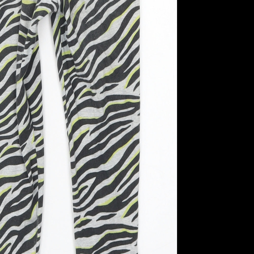 Marks and Spencer Girls Grey Animal Print Cotton Jogger Trousers Size 8-9 Years  Regular  - Zebra Print, Leggings