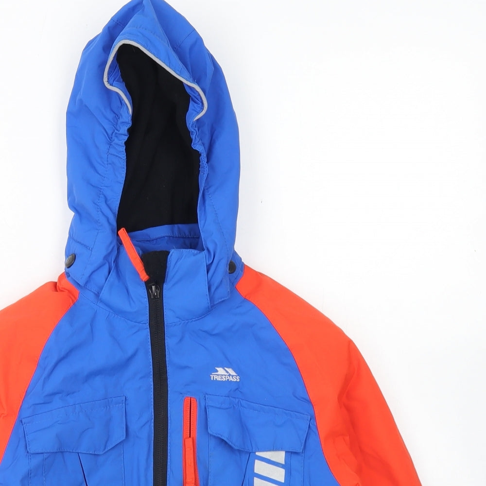 Trespass Boys Blue Colourblock  Ski Jacket Coat Size 3-4 Years  Zip