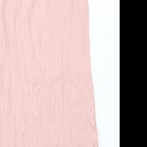 SheIn Girls Pink  Cotton Pencil Dress  Size 10 Years  Off the Shoulder  - Lettuce Edging