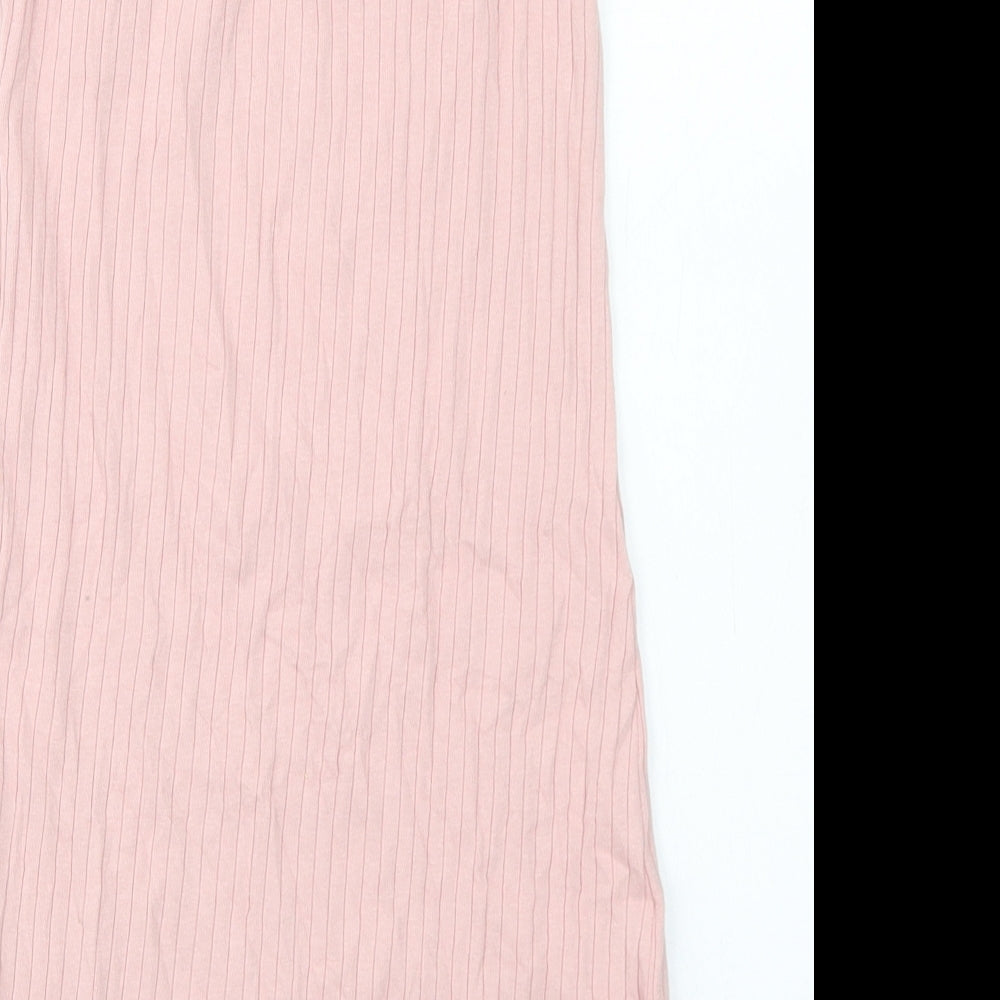 SheIn Girls Pink  Cotton Pencil Dress  Size 10 Years  Off the Shoulder  - Lettuce Edging