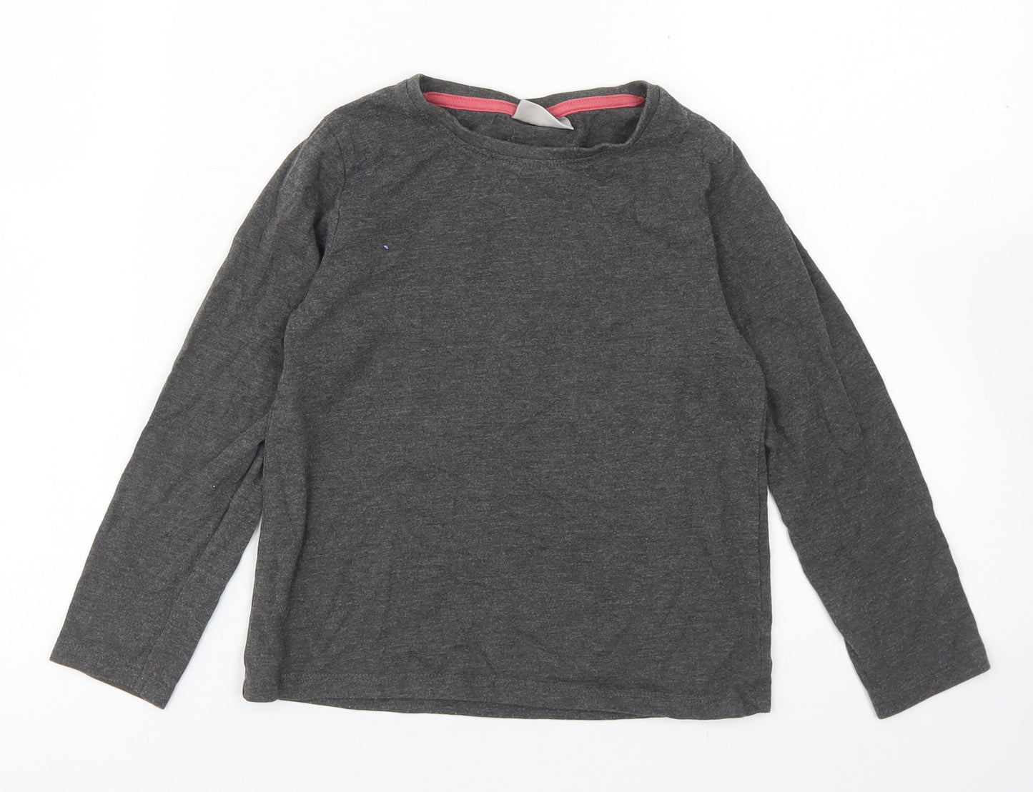 Matalan Girls Grey  Cotton Basic T-Shirt Size 7 Years Crew Neck