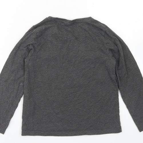 Matalan Girls Grey  Cotton Basic T-Shirt Size 7 Years Crew Neck