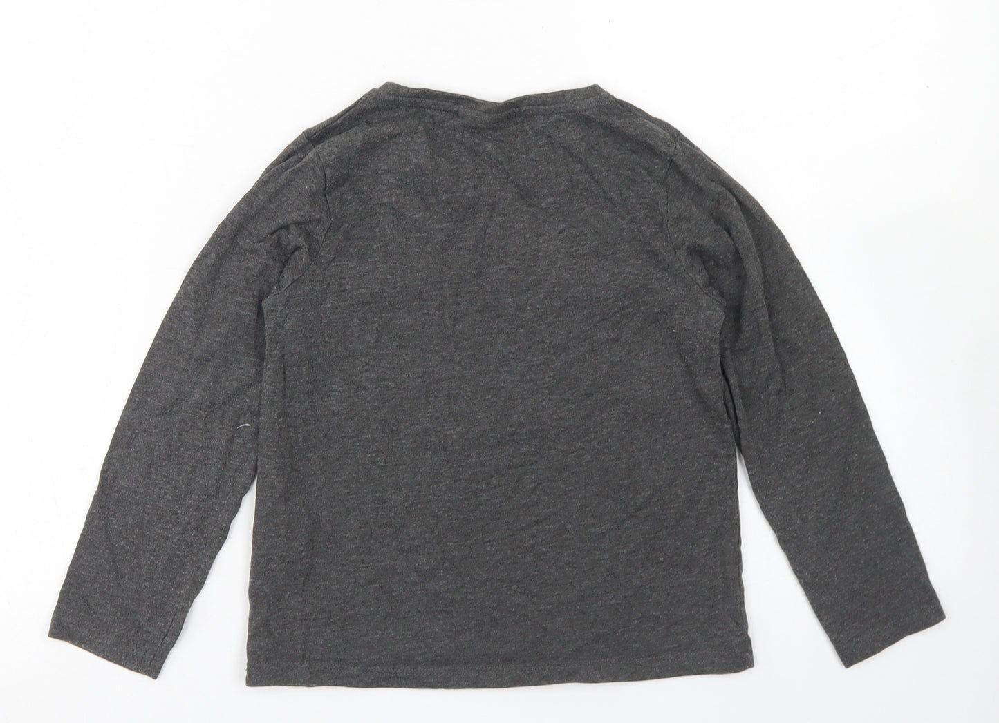 Matalan Girls Grey  Cotton Basic T-Shirt Size 7 Years Crew Neck