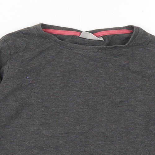 Matalan Girls Grey  Cotton Basic T-Shirt Size 7 Years Crew Neck