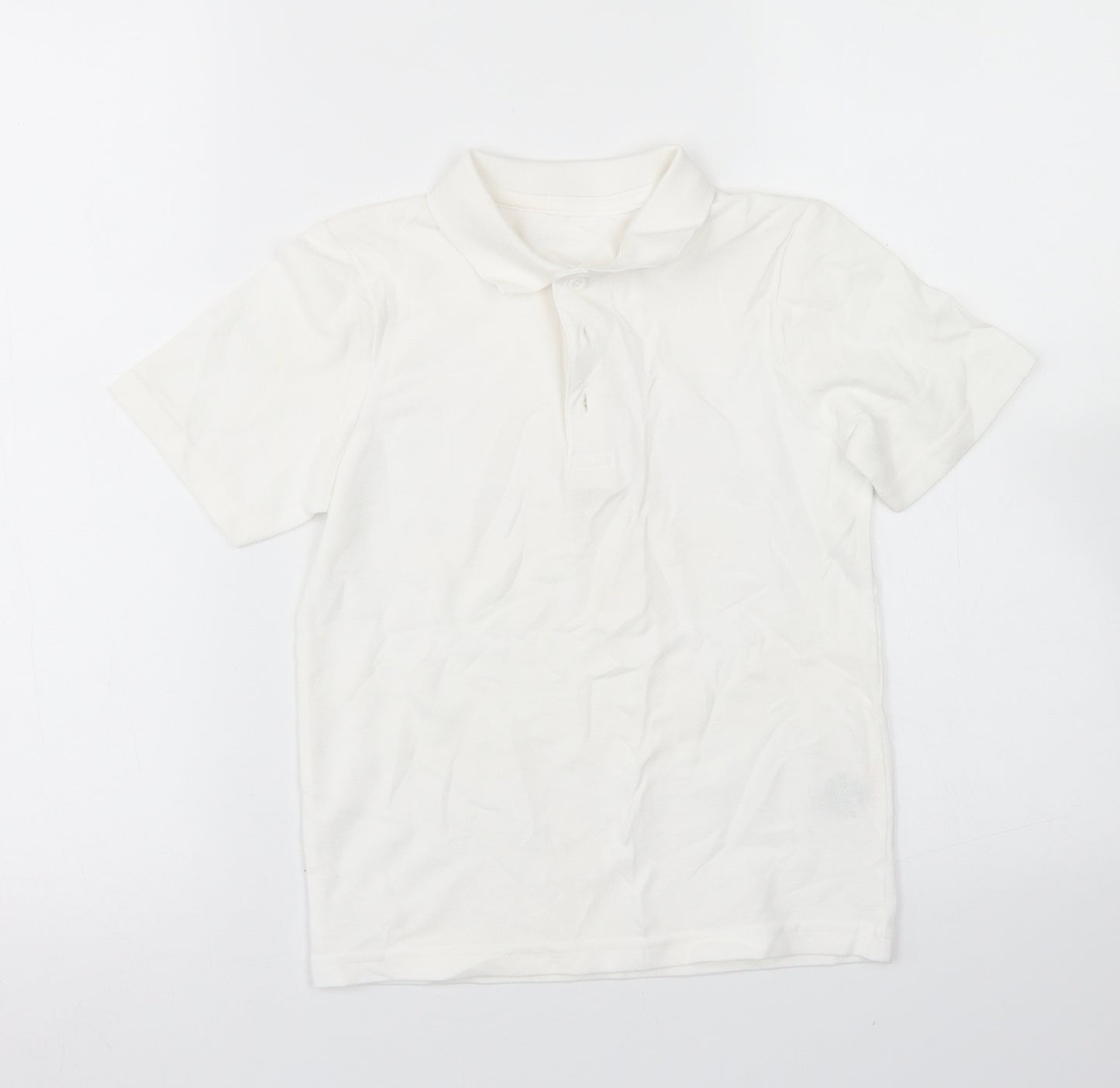 Matalan Boys White  Cotton Basic Polo Size 7 Years Collared  - School Wear
