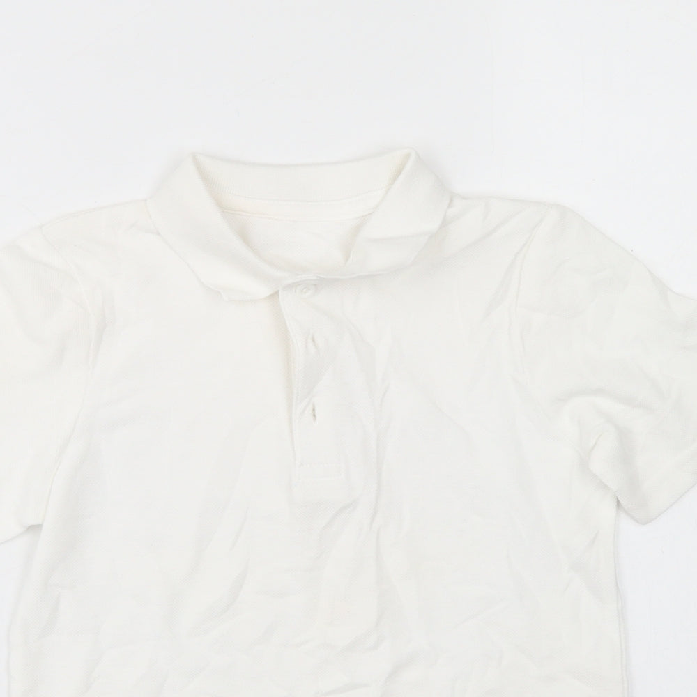 Matalan Boys White  Cotton Basic Polo Size 7 Years Collared  - School Wear