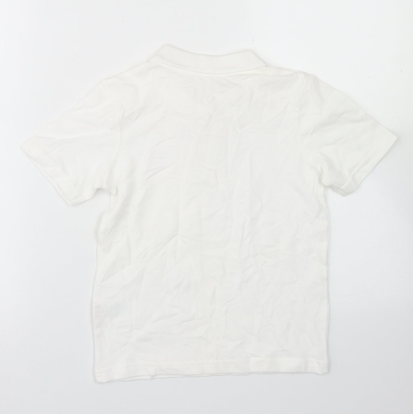 Matalan Boys White  Cotton Basic Polo Size 7 Years Collared Button - School Wear