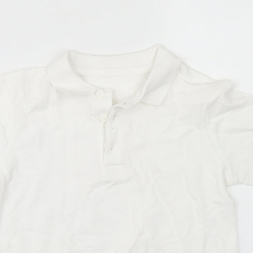 Matalan Boys White  Cotton Basic Polo Size 7 Years Collared Button - School Wear