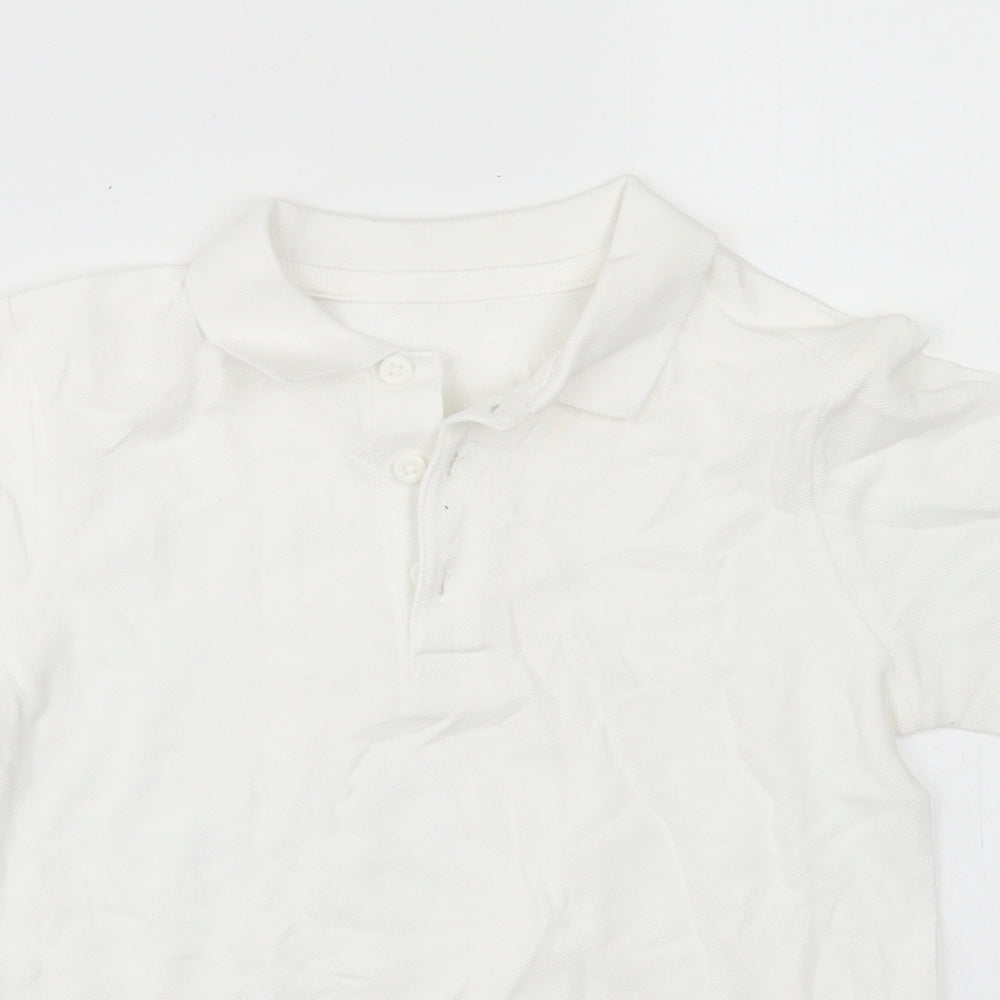Matalan Boys White  Cotton Basic Polo Size 7 Years Collared Button - School Wear
