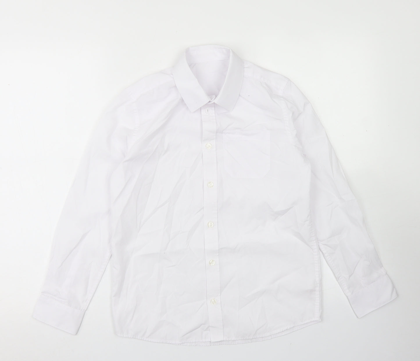F&F Boys White  Polyester Basic Button-Up Size 10-11 Years Collared Button - School Wear