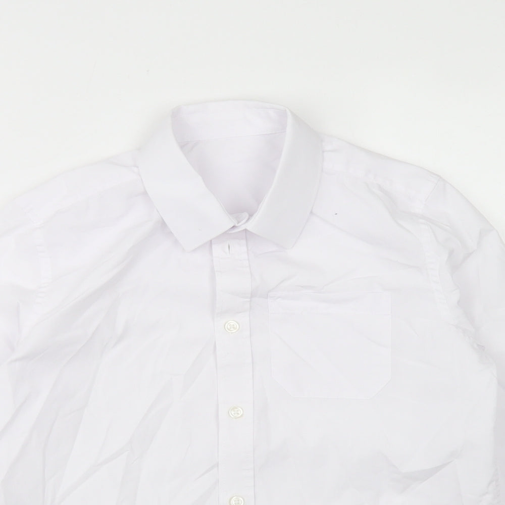 F&F Boys White  Polyester Basic Button-Up Size 10-11 Years Collared Button - School Wear