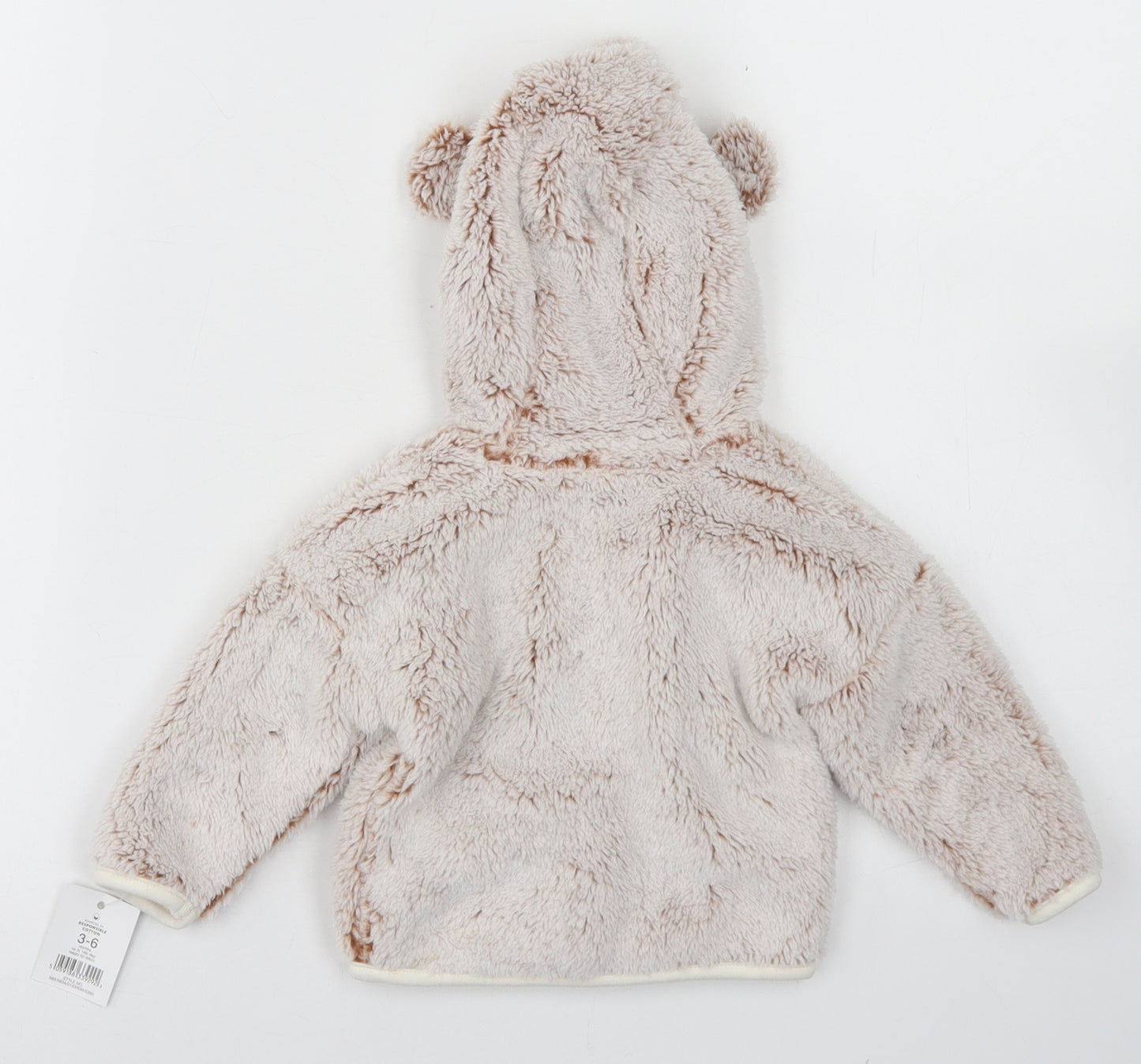 George Boys Brown   Jacket  Size 3-6 Months   Zip - Bear Ear Hood