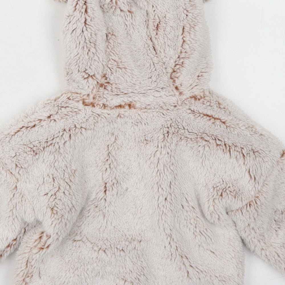 George Boys Brown   Jacket  Size 3-6 Months   Zip - Bear Ear Hood