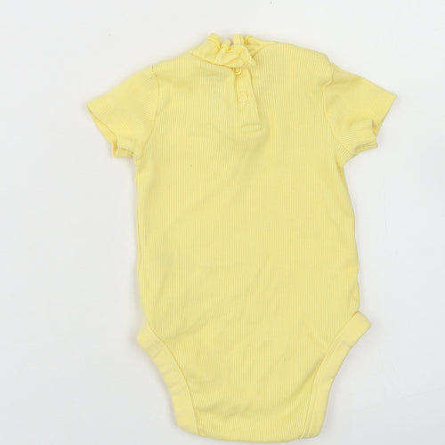 F&F Girls Yellow  Cotton Romper One-Piece Size 6-9 Months  Snap - Ruffle Neck