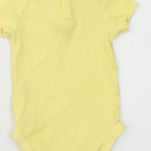 F&F Girls Yellow  Cotton Romper One-Piece Size 6-9 Months  Snap - Ruffle Neck