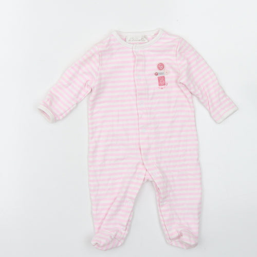 The Essential One Girls Pink Striped Cotton Babygrow One-Piece Size 0-3 Months  Snap