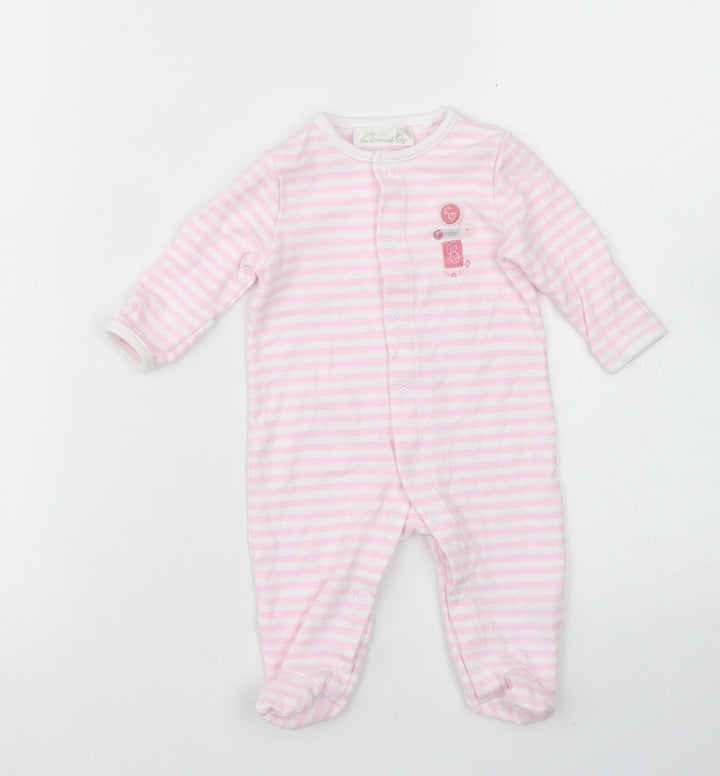 The Essential One Girls Pink Striped Cotton Babygrow One-Piece Size 0-3 Months Snap