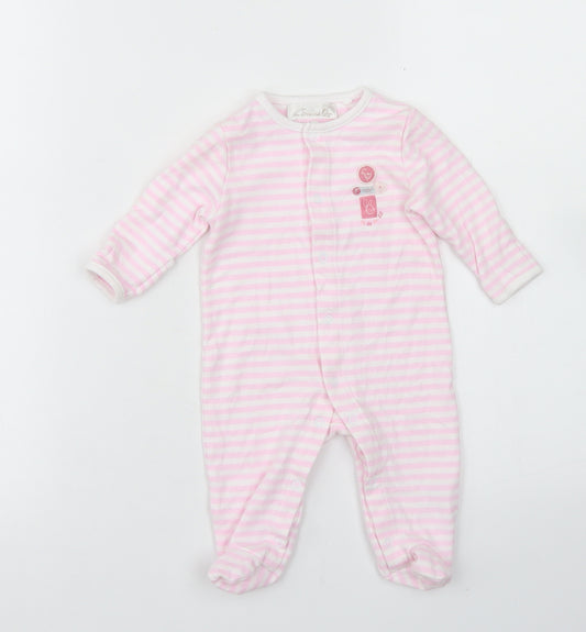 The Essential One Girls Pink Striped Cotton Babygrow One-Piece Size 0-3 Months  Snap