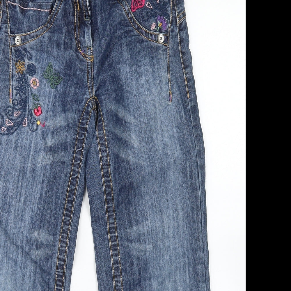 NEXT Girls Blue  Cotton Straight Jeans Size 8 Years  Regular Button