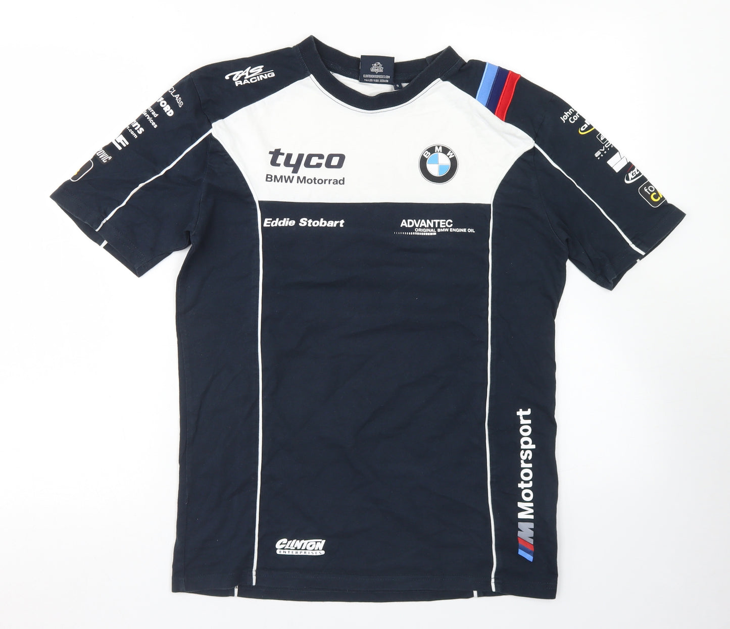 BMW  Mens Blue Colourblock Cotton  T-Shirt Size S Crew Neck  - Motorsport