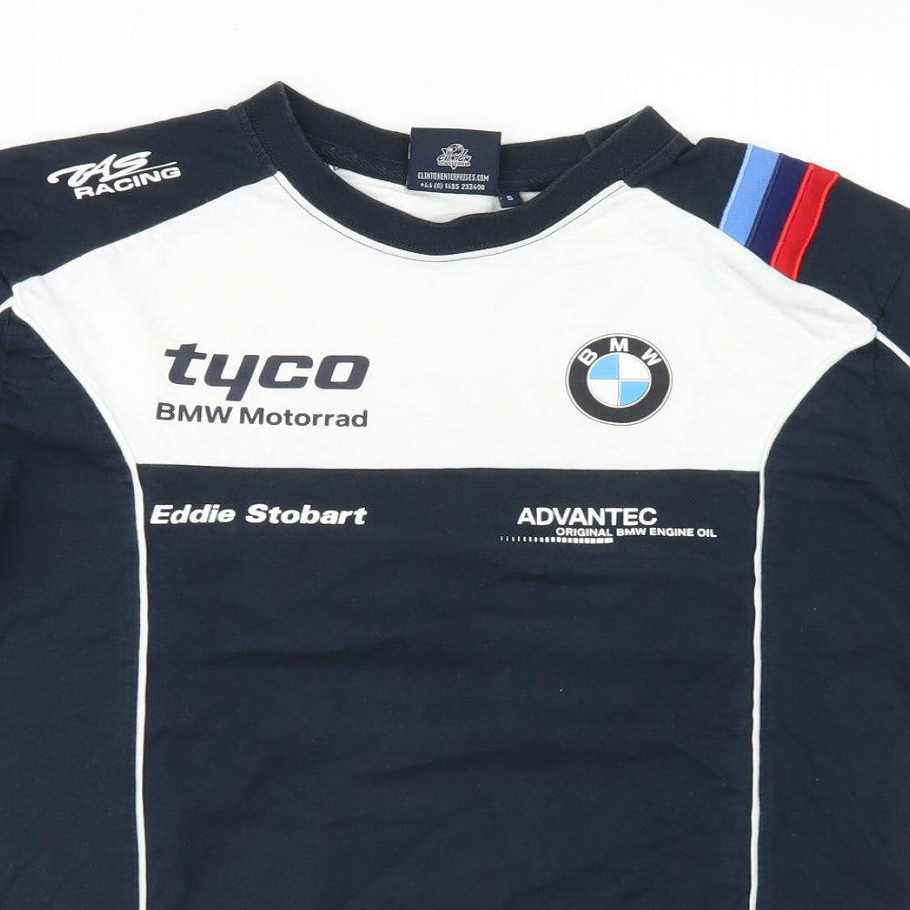 BMW  Mens Blue Colourblock Cotton  T-Shirt Size S Crew Neck  - Motorsport