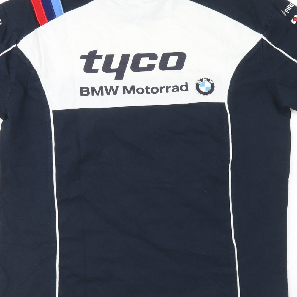BMW  Mens Blue Colourblock Cotton  T-Shirt Size S Crew Neck  - Motorsport