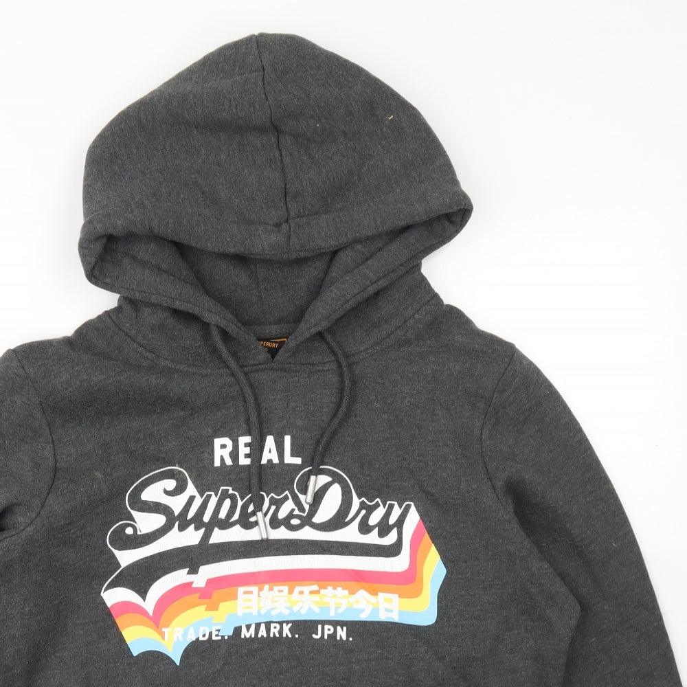 Superdry Womens Grey  Cotton Pullover Hoodie Size 16