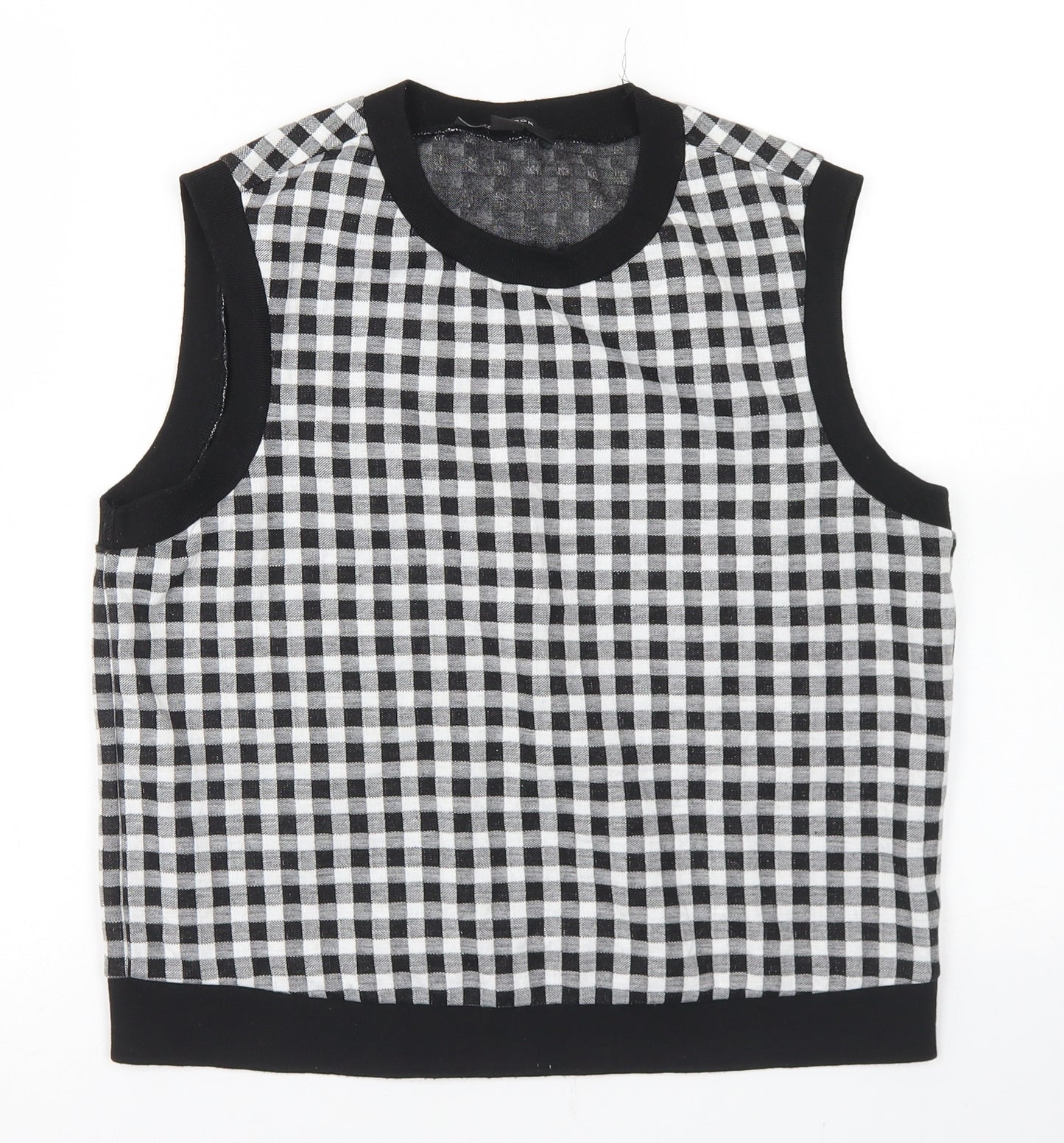 New Look Womens Black Crew Neck Check Polyester Vest Jumper Size 14