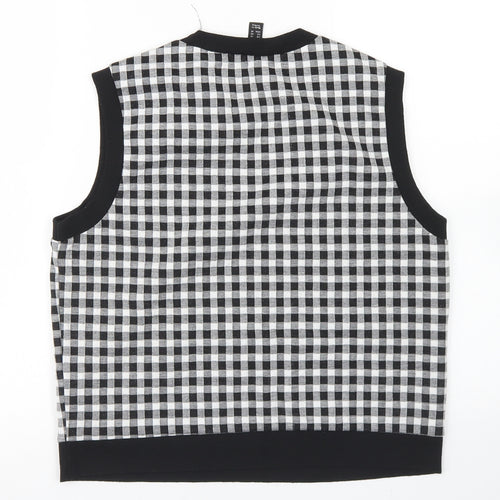 New Look Womens Black Crew Neck Check Polyester Vest Jumper Size 14