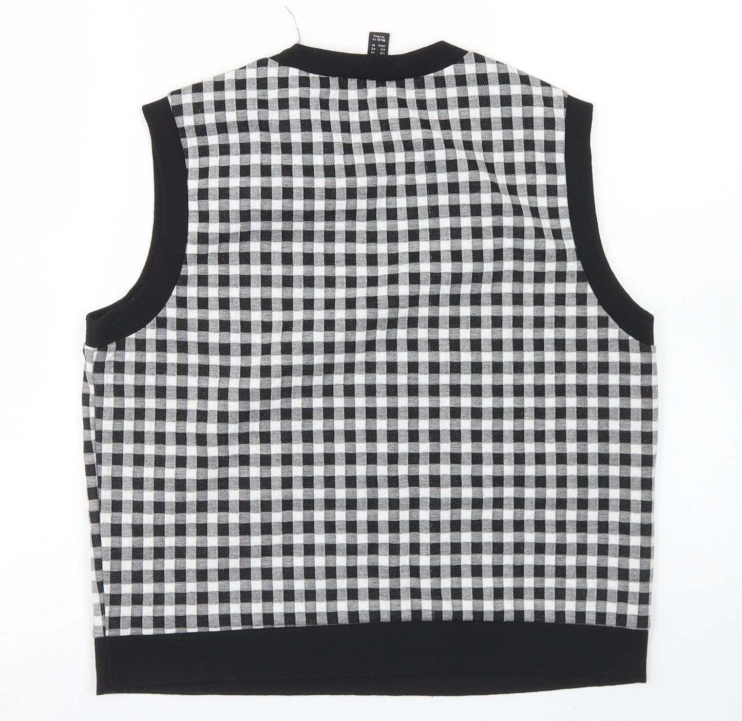 New Look Womens Black Crew Neck Check Polyester Vest Jumper Size 14