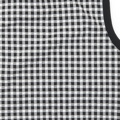 New Look Womens Black Crew Neck Check Polyester Vest Jumper Size 14