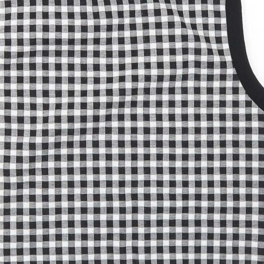 New Look Womens Black Crew Neck Check Polyester Vest Jumper Size 14