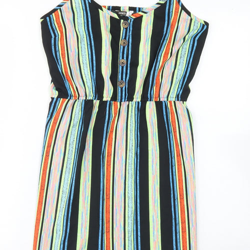 Pep & Co Womens Multicoloured Striped Polyester Slip Dress  Size 8  Round Neck