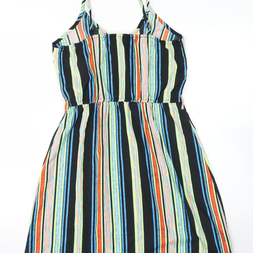 Pep & Co Womens Multicoloured Striped Polyester Slip Dress  Size 8  Round Neck