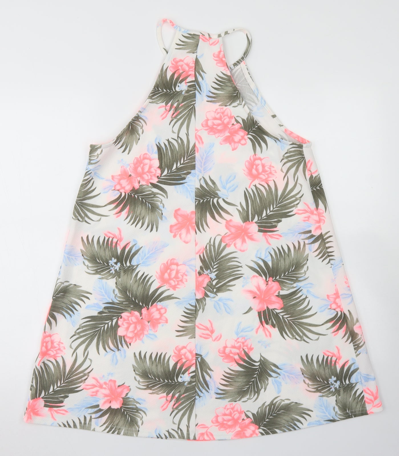 New Look Womens White Floral Polyester A-Line  Size 12  Halter