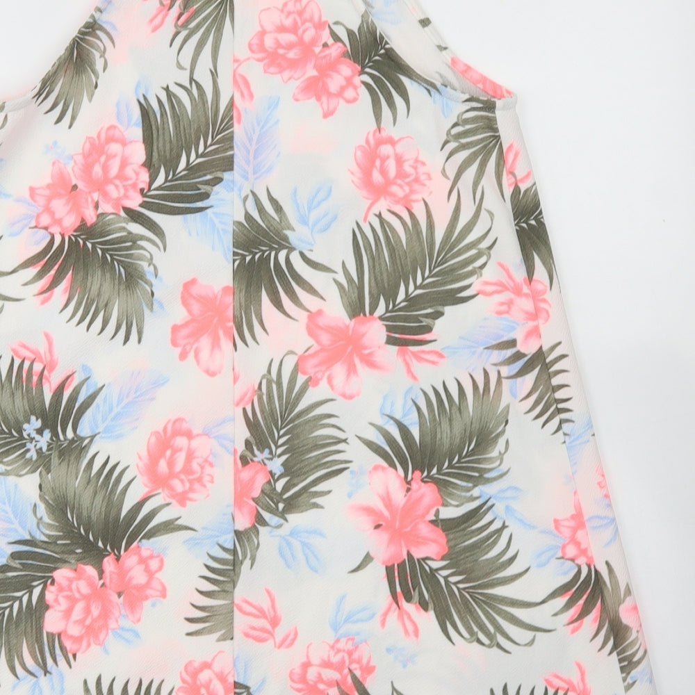 New Look Womens White Floral Polyester A-Line  Size 12  Halter