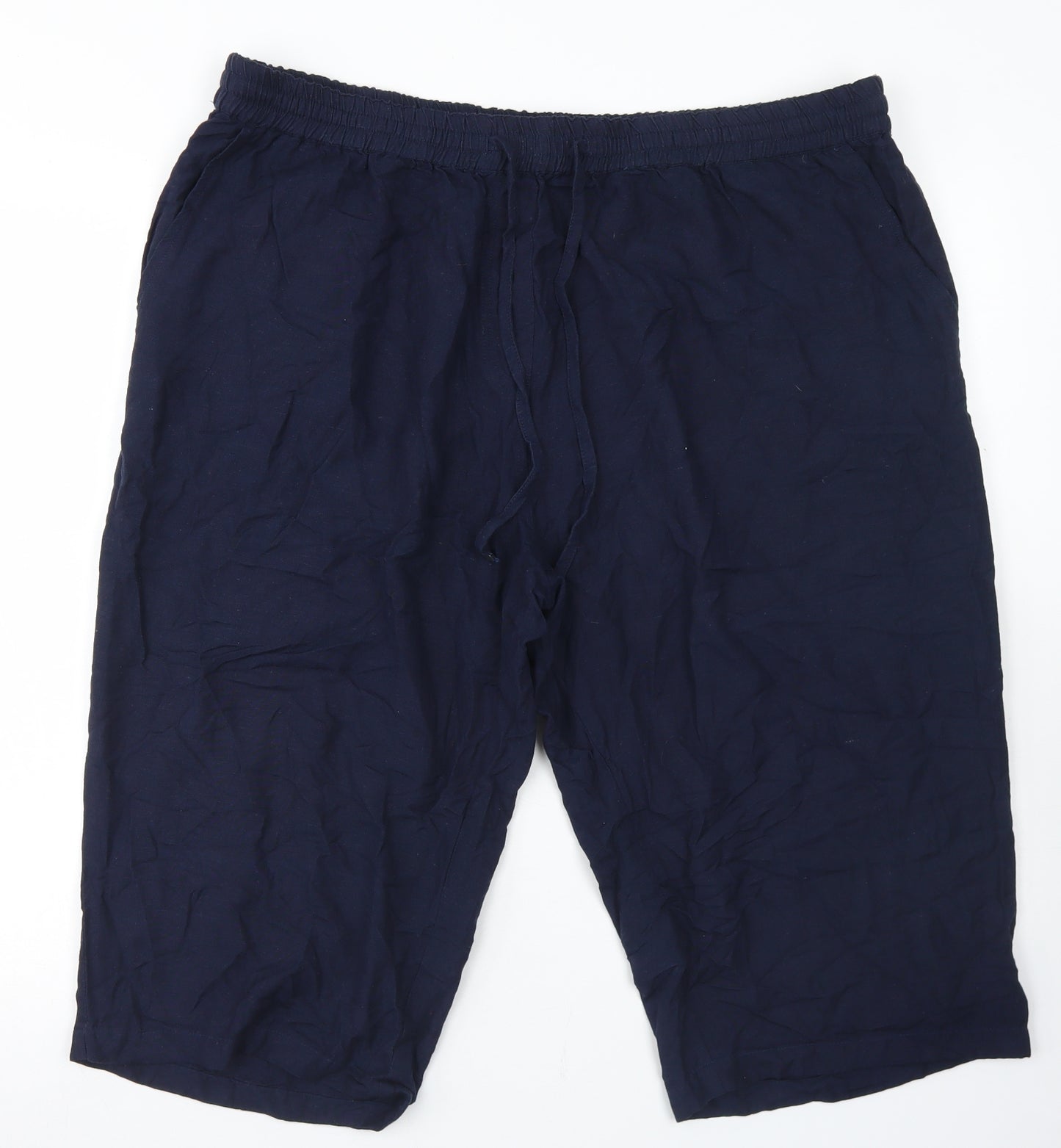Anthology Womens Blue  Viscose Bermuda Shorts Size 22 L16 in Regular Drawstring