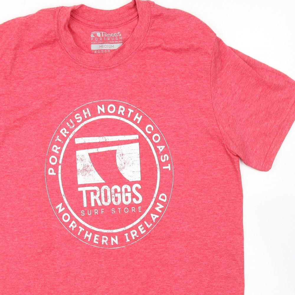 Troggs Mens Red  Polyester  T-Shirt Size M Crew Neck