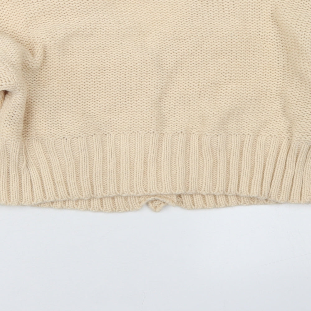 SheIn Womens Ivory V-Neck  Acrylic Cardigan Jumper Size S   - Cropped