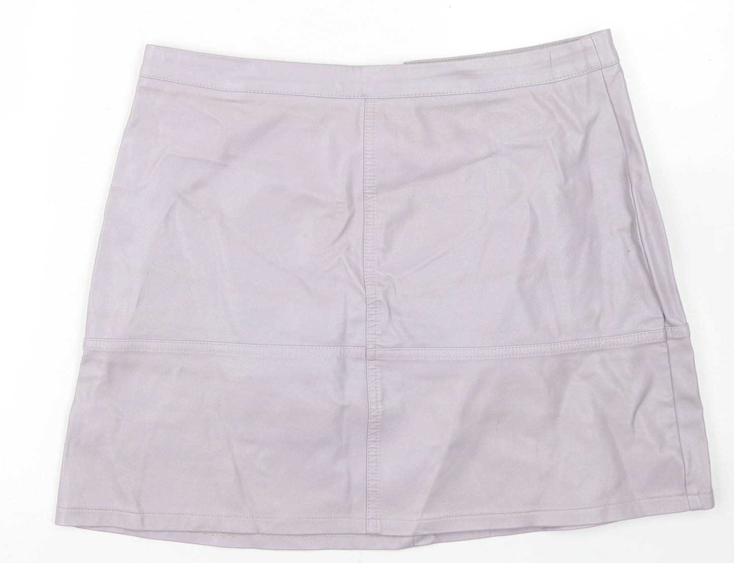 New Look Womens Purple  Polyurethane A-Line Skirt Size 12   Zip