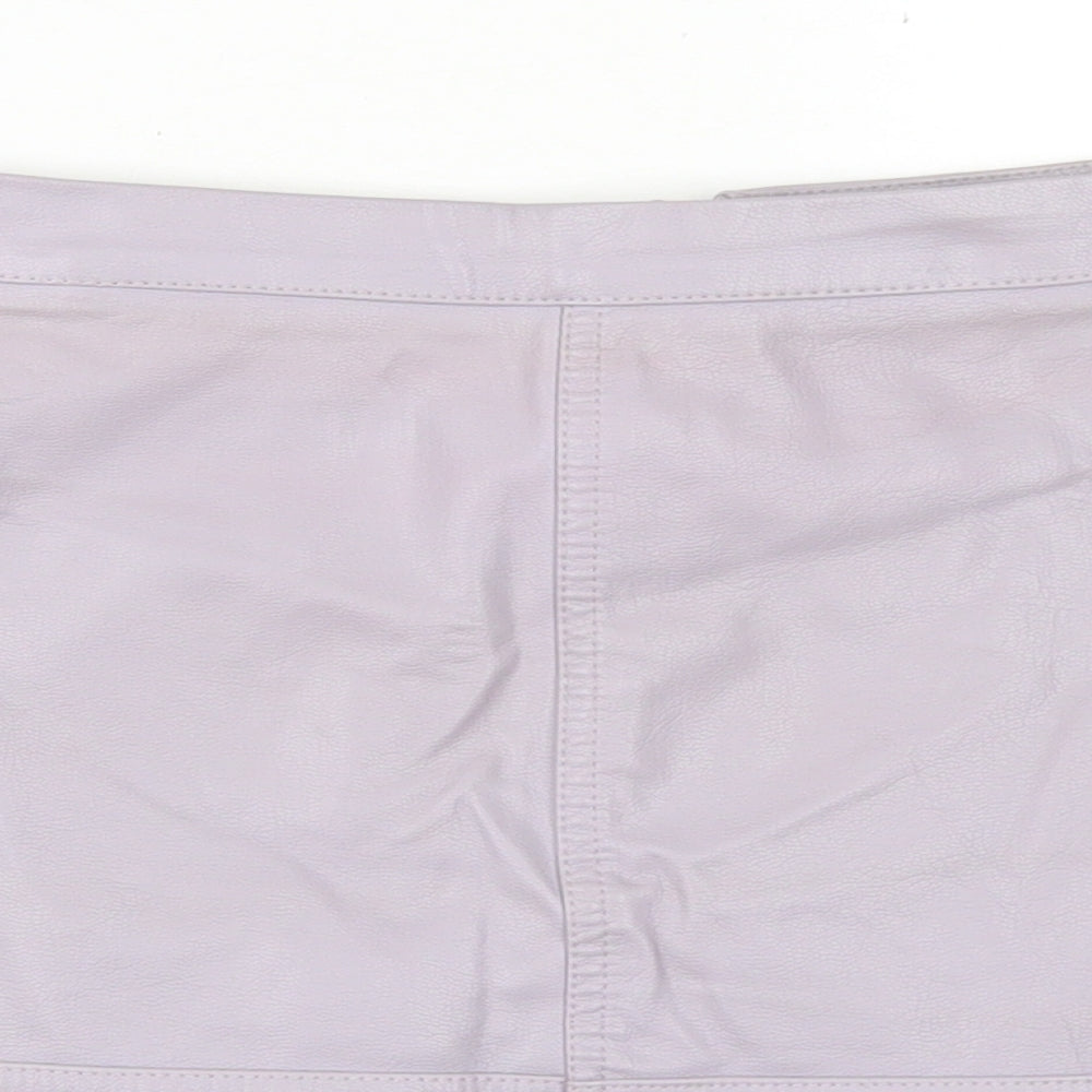New Look Womens Purple  Polyurethane A-Line Skirt Size 12   Zip