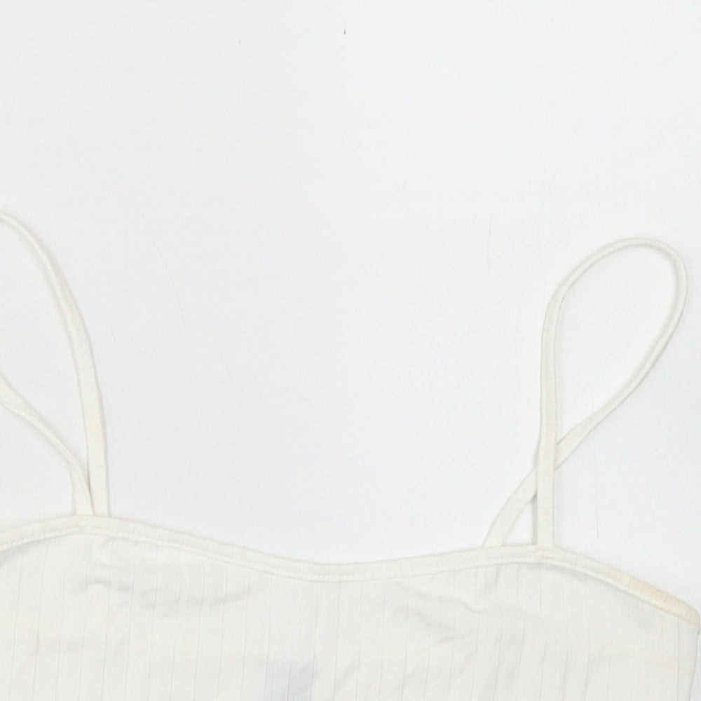 SheIn Womens White  Polyester Cropped Tank Size S Round Neck