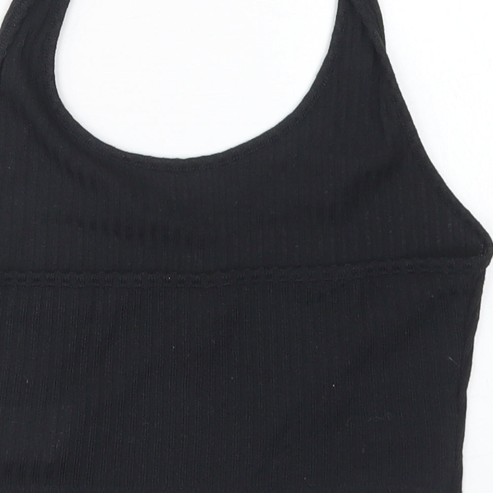 SheIn Womens Black  Polyester Cropped Tank Size XS Halter