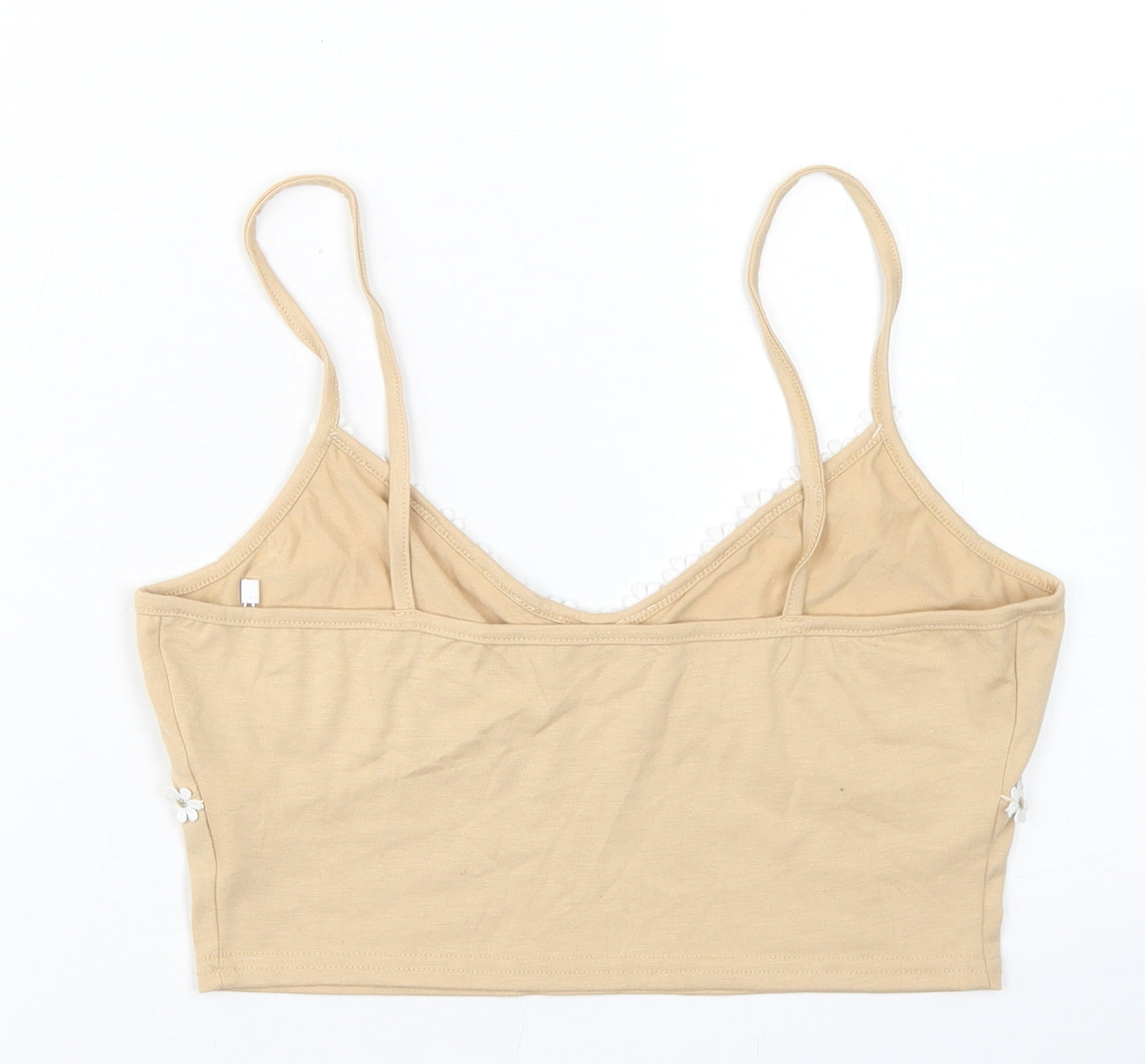 ROMWE Womens Beige  Cotton Cropped Tank Size M V-Neck